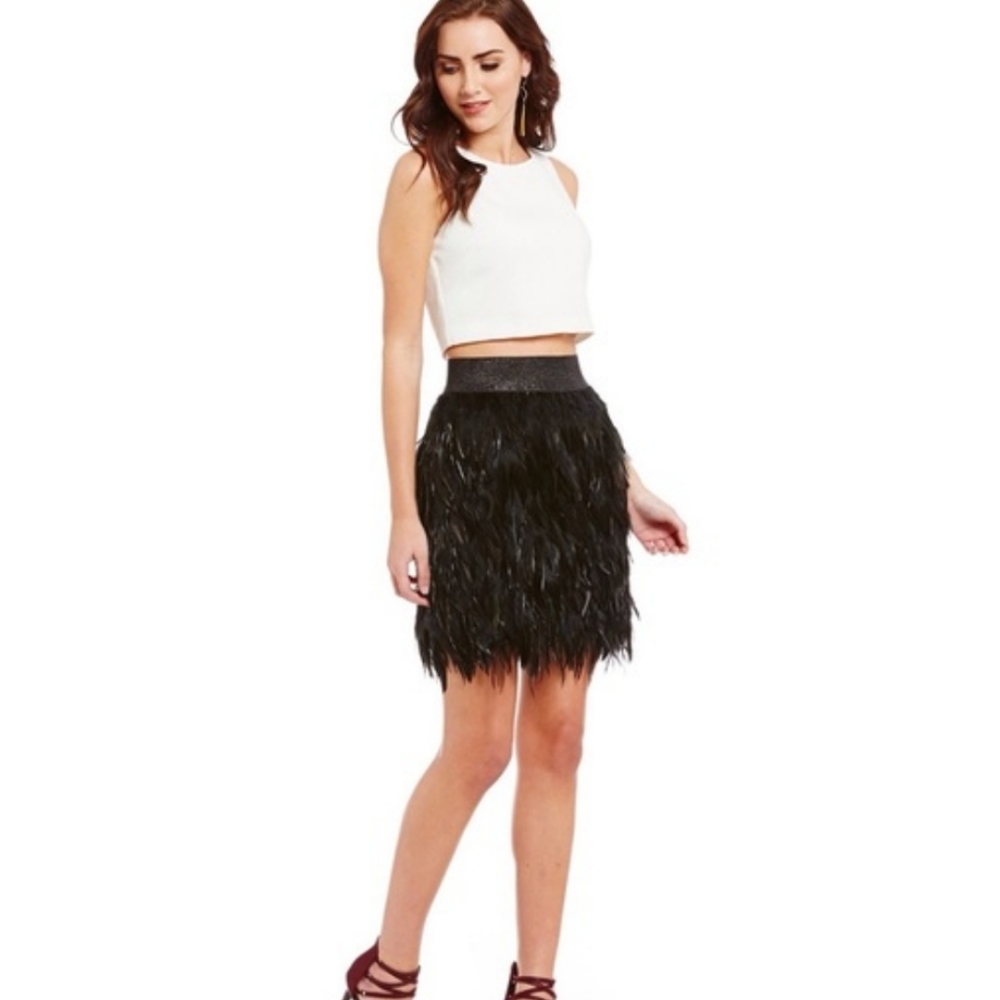 Belle Badgley Mischka feather skirt